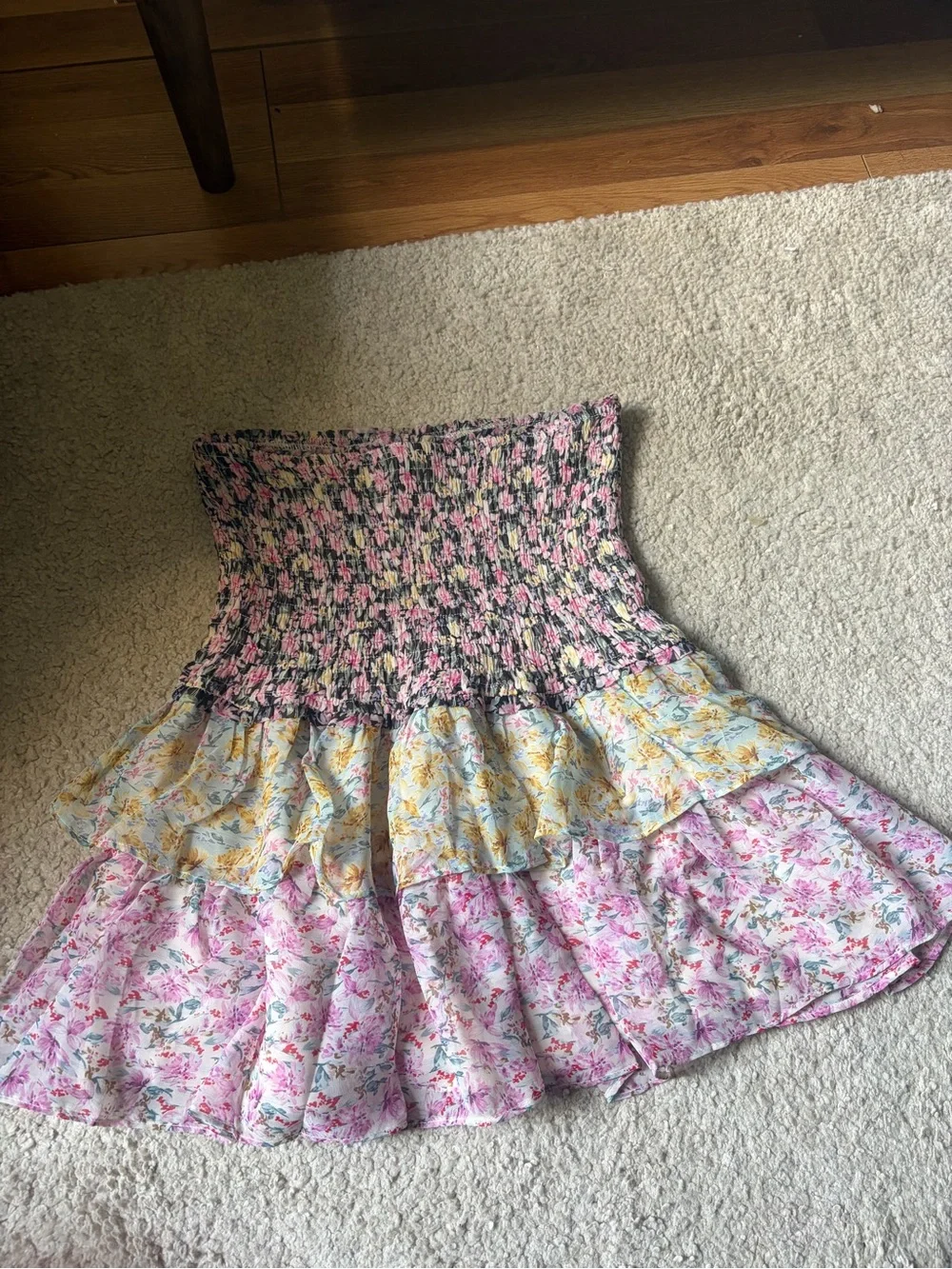 Allison New York Floral Smocked Skirt in Yellow & Pink